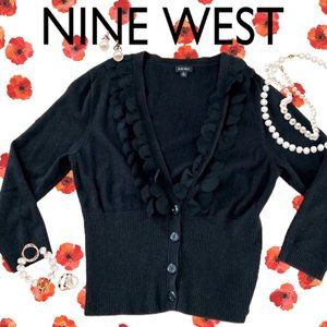 NINE WEST - Black cardigan with ruffle detail – size M/L